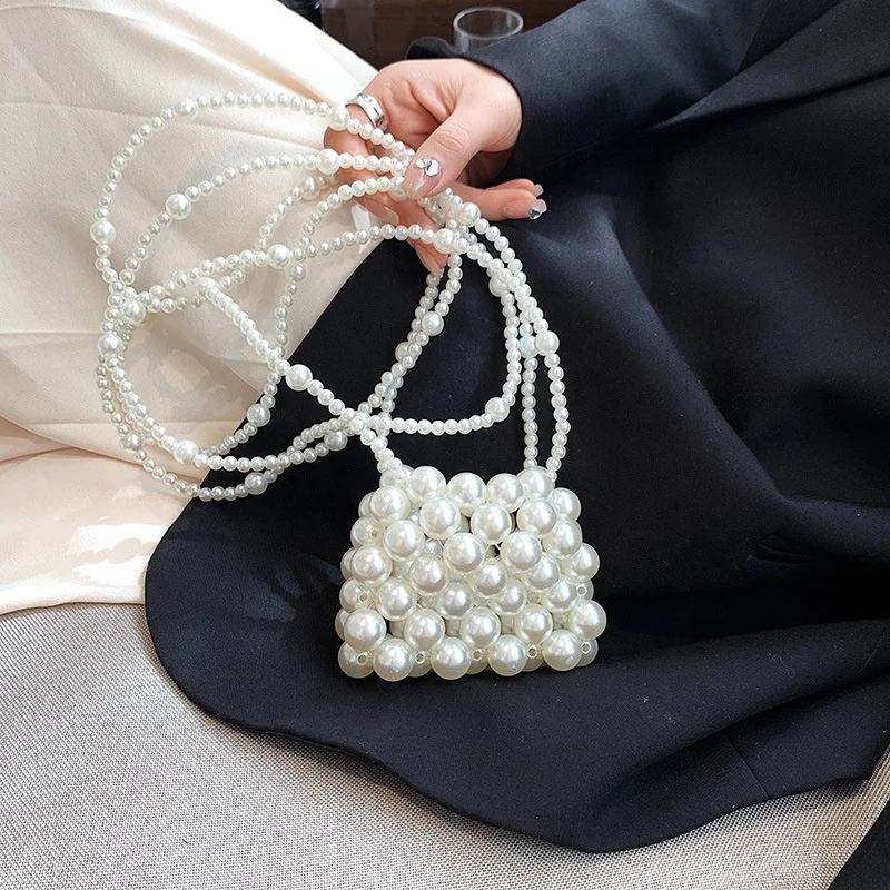 

2022 Fashion Small Jelly Chinese Beaded Tiny Sling Shoulder Bags Drop Shipping Women Handbag Pearl Purse Bag