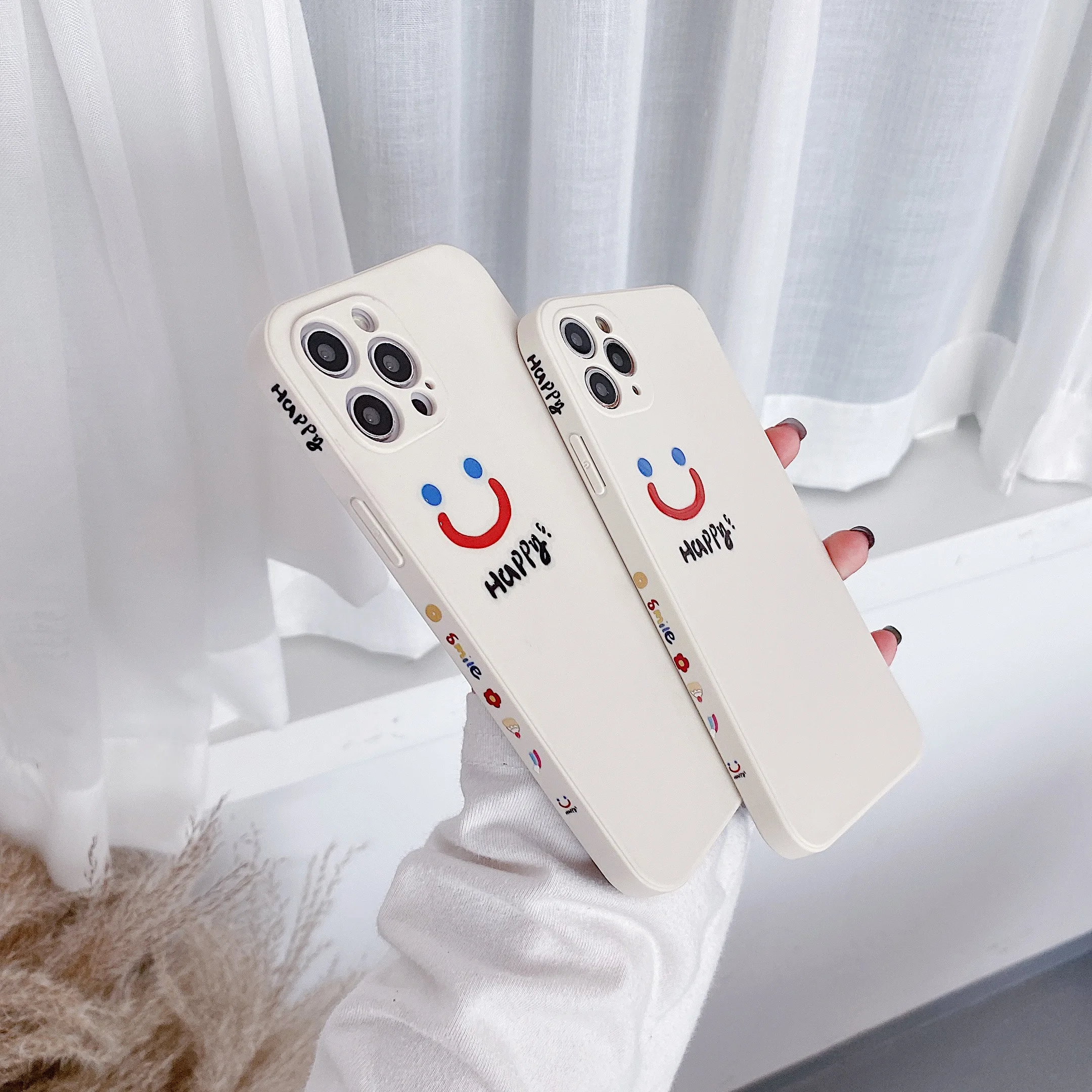 

Smile Face Side Edge Printing Soft TPU Phone Case Cover For iPhone 12 11 Pro Max XR 6 7 8 Plus