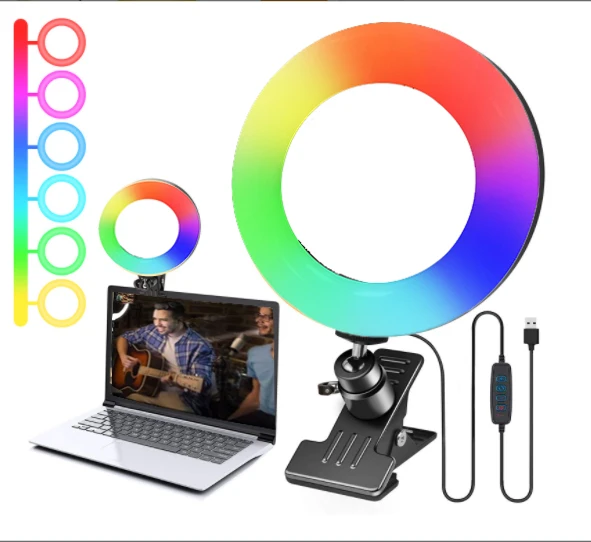 

6 inch RGB led ring light with table Clip wholesale CE RoHS FCC Certificated