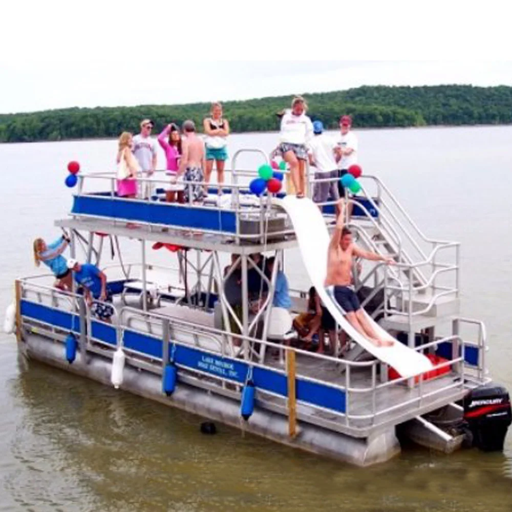 

KINLIFE Double decker pontoon boat with hard top for party and family entertainment, Customized color