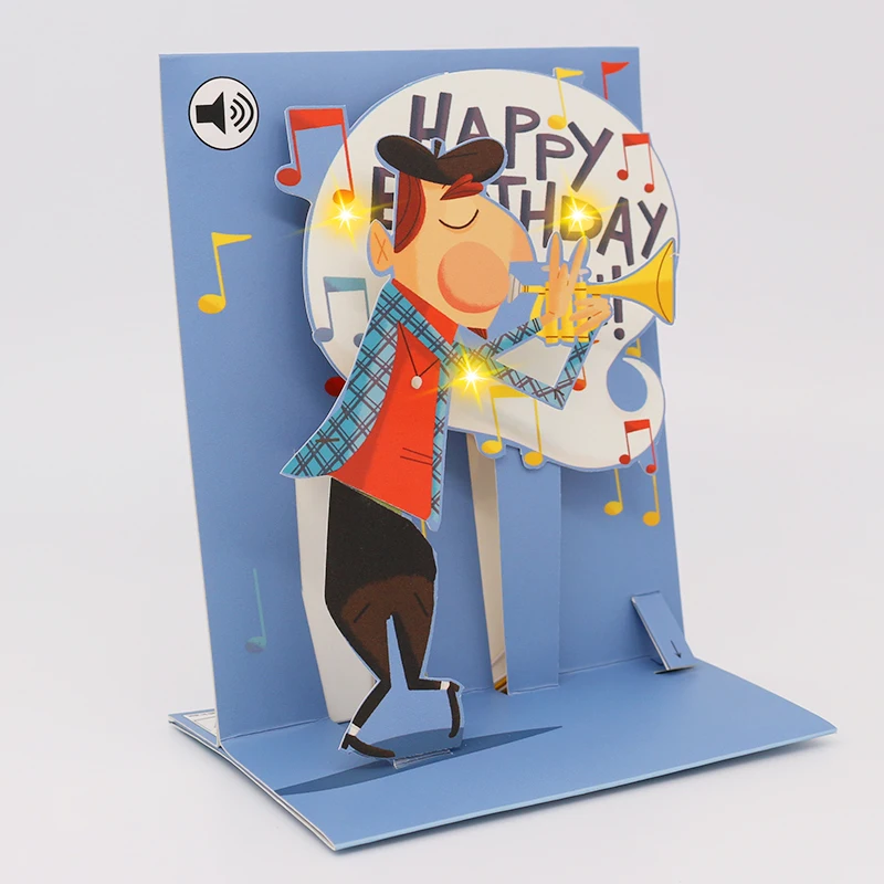 

Musical flashing 3D programmable birthday greeting card, Cmyk