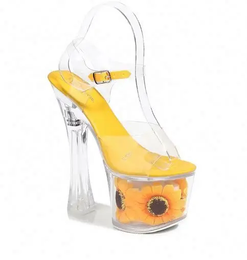 

Transparent Platform Sandal High Heel Sandals With Aankle Sstrap Sexy Stripper Heels