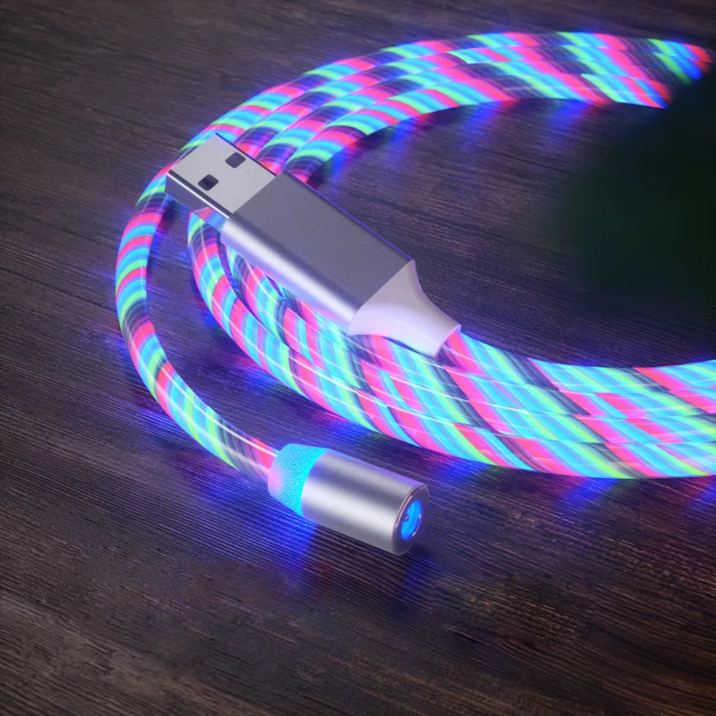 

Hot  LED Luminous Magnetic Charger Cable Light Up Shining 3 in 1 Charging Cable Magnetic Connect USB Cable for Smart phone