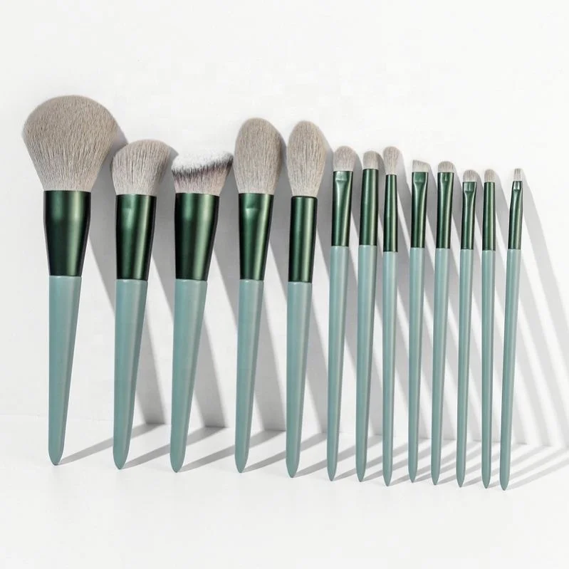 

13 Pcs Greenmakeup Brush Set Beauty For Girls Ladies, Pics