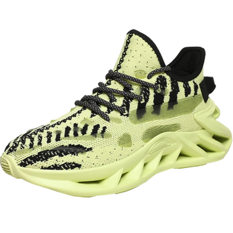 

2021 Running Shoes Luminous Knit Upper Spring Plus Size Bright Breathable Sneakers Men Blade Hollow Sole Trainers Sport Shoes
