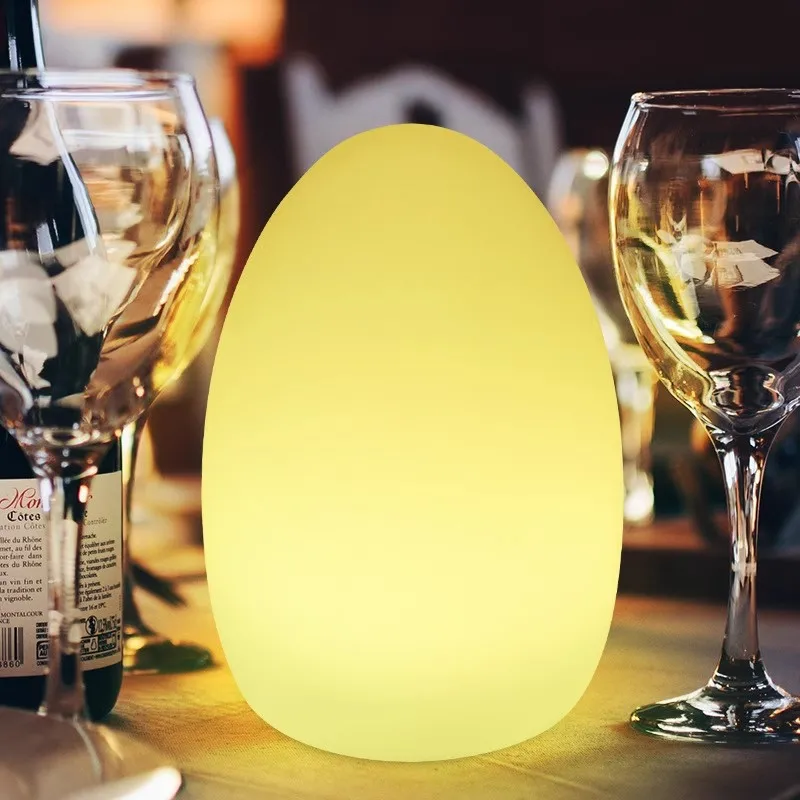 

USB charging plastic decorative egg shaped restaurant hotel cafe rechargeable wireless cordless led table night light lamp