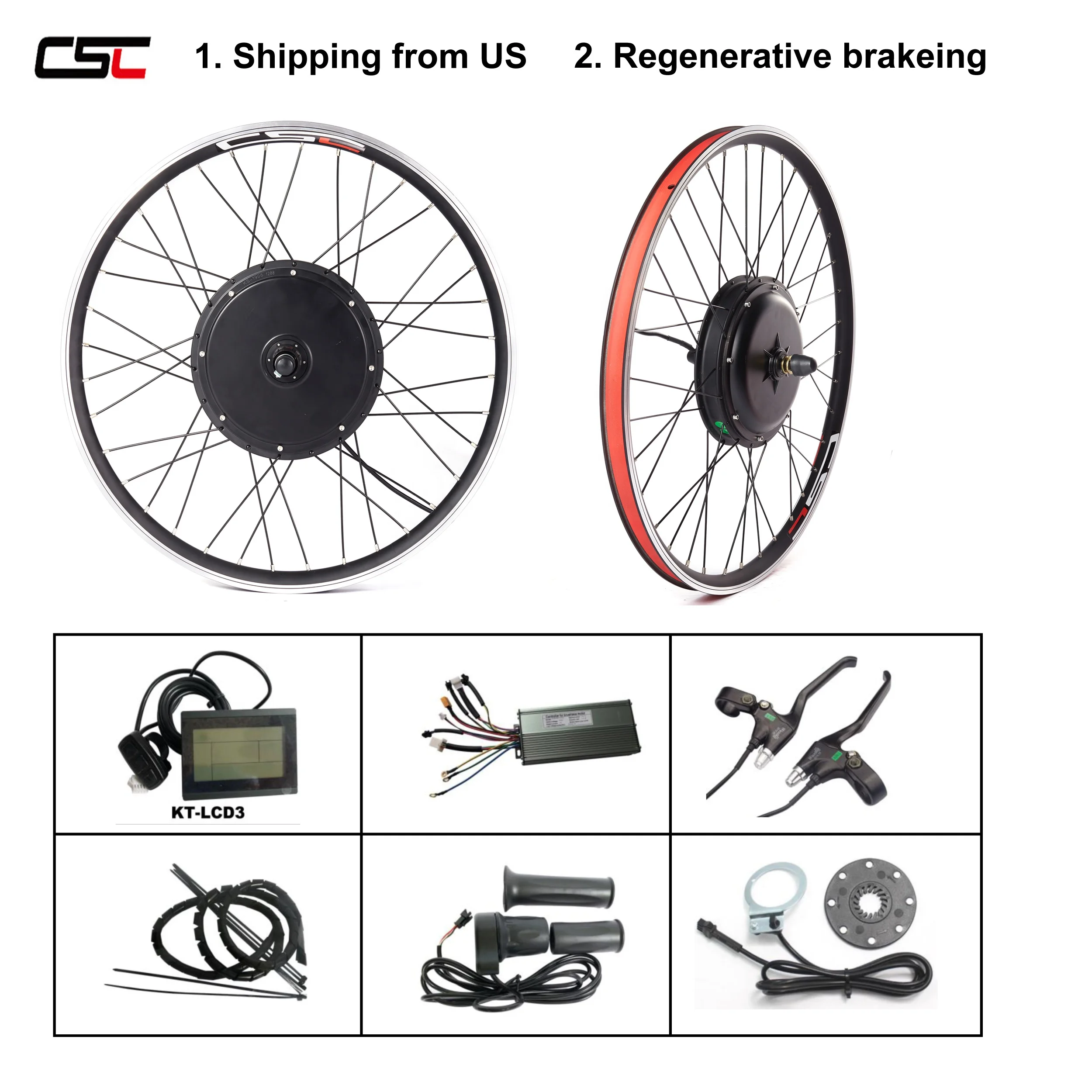 

CSC Shipping from US Electric bike Regenerative braking 48V 1000W ebike conversion kit Rear Wheel 26'' 27.5'' 700C 28 29inch