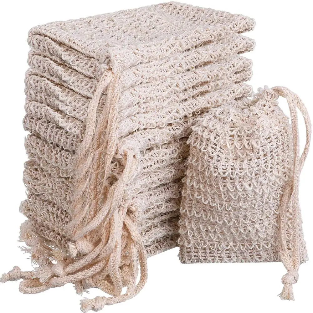 

Wholesale  Free Natural Body Cleaning Natural Fiber Sisal Soap Bag With pouch holder for shower bath