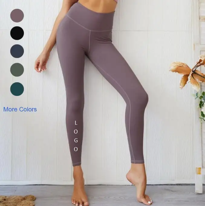 

New Arrival Pure Color Long High Waist Fitness Pants Cotton Yoga Sports Leggings Tight Slim Breathable Women Clothes