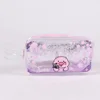 2019 lady clear transparent cartoon cat gillter flowing pvc cosmetic makeup pouch bag