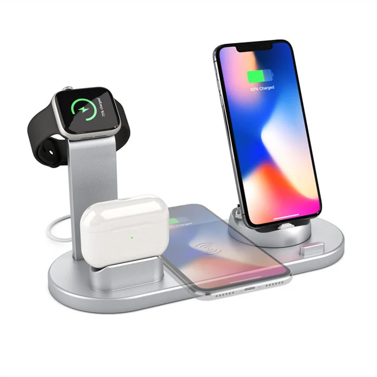 

2021 Hot Sale Multifunction Desktop Stand Wireless Charger 4 In 1 Mobile Phone Cell Holder Mobile Chargers, Black/white/silver/rose gold/gray/gold