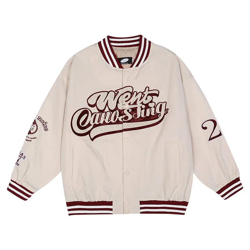 

Hip hop loose streetwear monogram print men's baseball jacket