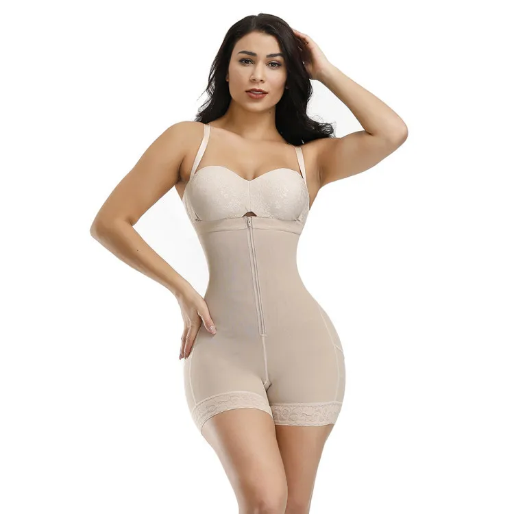 

PDEP new arrival zipper design plus size tight hip lift shapewear one-piece ladies shapewear lace backless shapewear for women