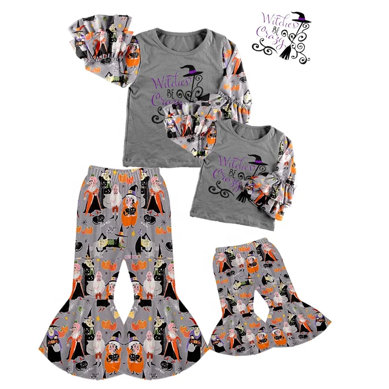 

EM-127 fashion boutique mommy and me ruffle raglan shirts with flare pants outfits wholesale baby halloween clothing, Picture show , you can contact us for more patterns