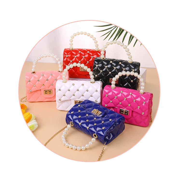 

new mini small jelly purses bag pearl ladies pvc crossbody bag handbags jelly cosmetic bag bolso de mano, 6 colors