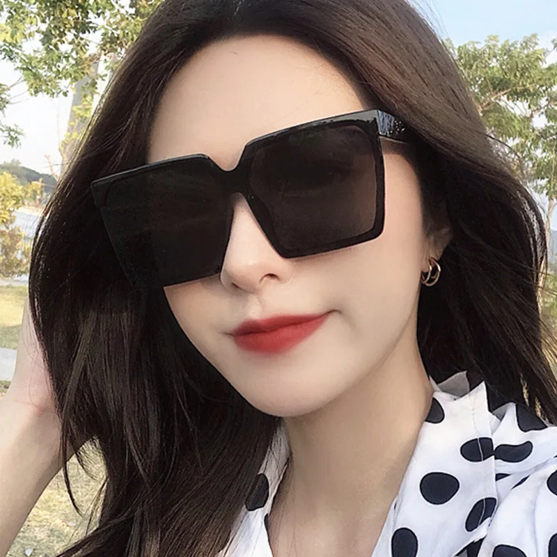 

MJ-0158 2021 Han Edition Box Without Makeup Female Conjoined Sunglasses Street Snap Trendy Vintage Big Square Sunglasses