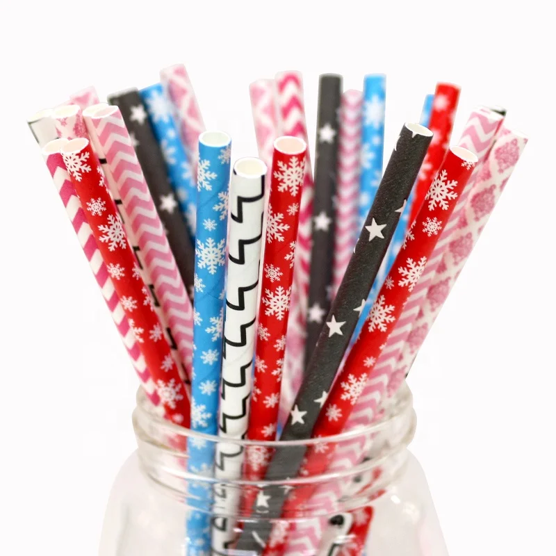 

Eco Friendly High Quality Disposable Christmas Drinking Paper Straws For Party Decoration