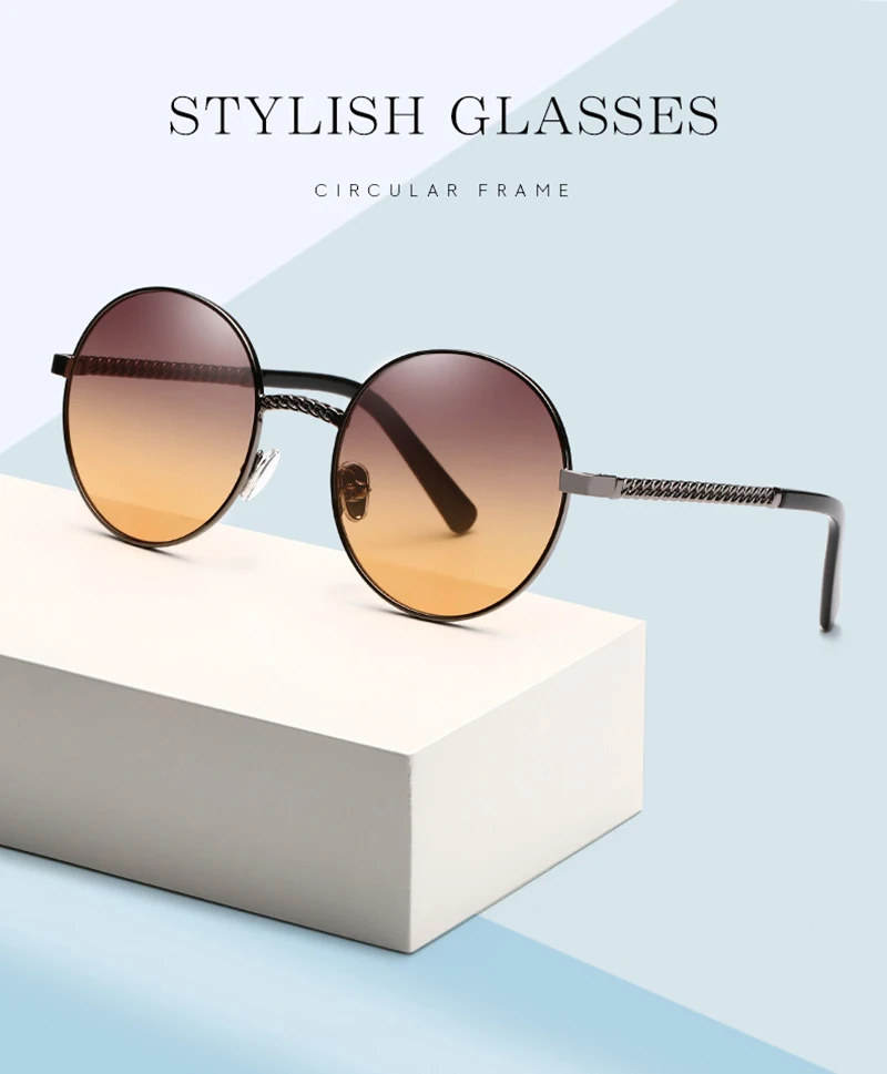 Vintage Fragrance Chain Round Frame Brand Designer Ladies Sunglasses