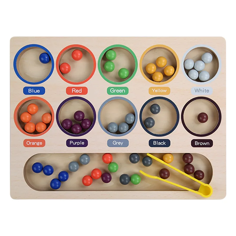 

Wooden Color Sorting Toy Math Counting Clip Beads Board For Kids Montessori Educational Toy