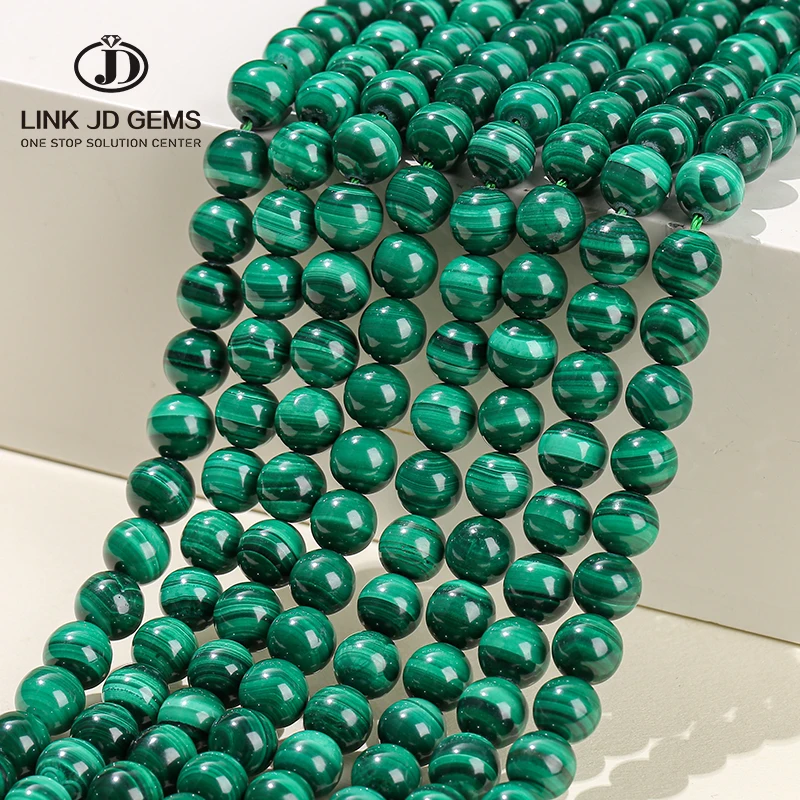 Wholesale 4-12mm Natural Genuine Stone Beads Green Malachite Round Peacock Gemstone Loose Beads For Jewelry Making