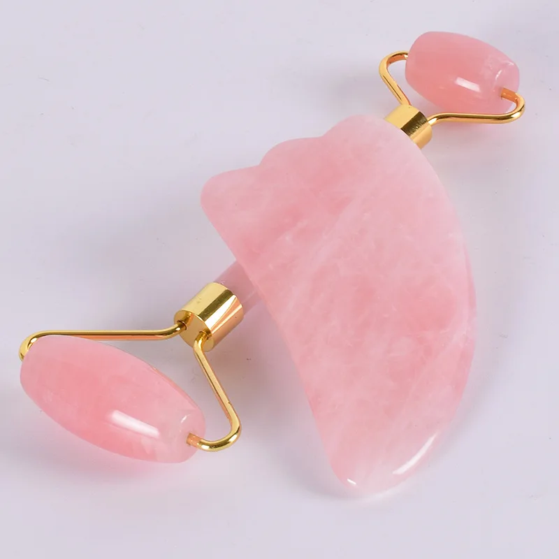 

Best Seller OEM High Quality Private Label Face Lift Anti Aging Natural Pink Rose Quartz Gua Sha Facial Jade Roller with Box