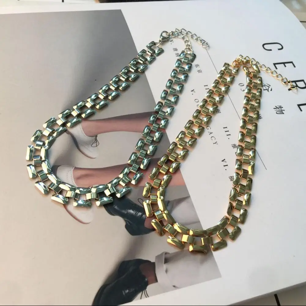 

Short Gold Choker Necklace Chunky Personalized Necklace Women Fashion Jewelry Hip-Hop Chain Necklaces Large Collar, Picture