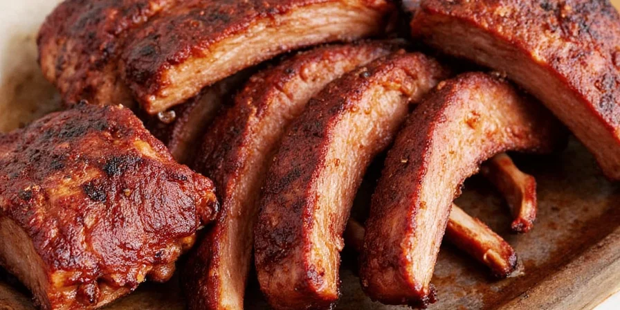 Finished platter of perfectly cooked ribs