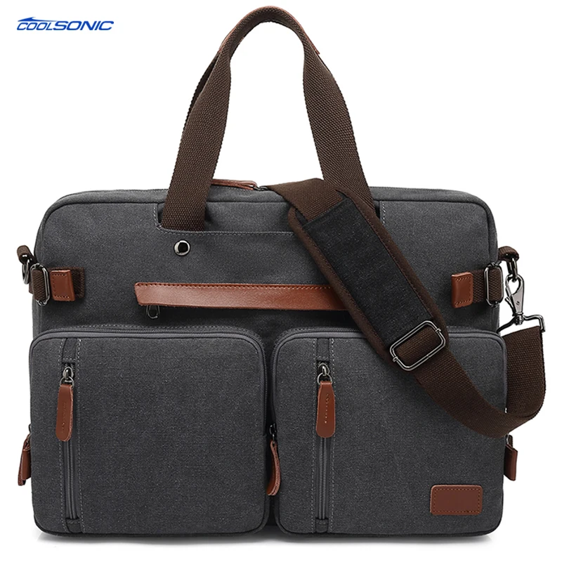 

Multifunctional 15.6Inch Waterproof Nylon Messenger Laptop Bag Backpack Convertible Men Office Briefcase Tote Handbag
