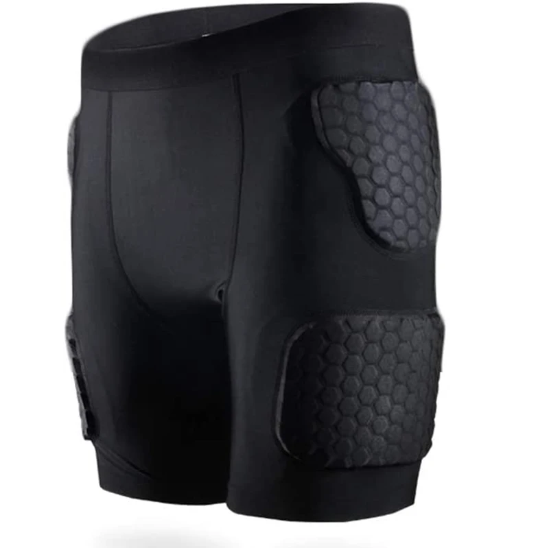 

Padded Compression Shorts Hip Thigh Protector for Football Paintball Basketball Ice Sports Basketball Football Soccer Tennis G&J, Black