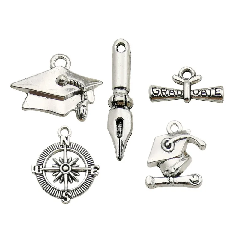 

Graduation Season Series Compass Fountain Pen Graduation Hat Charms for Jewelry Making Bulk