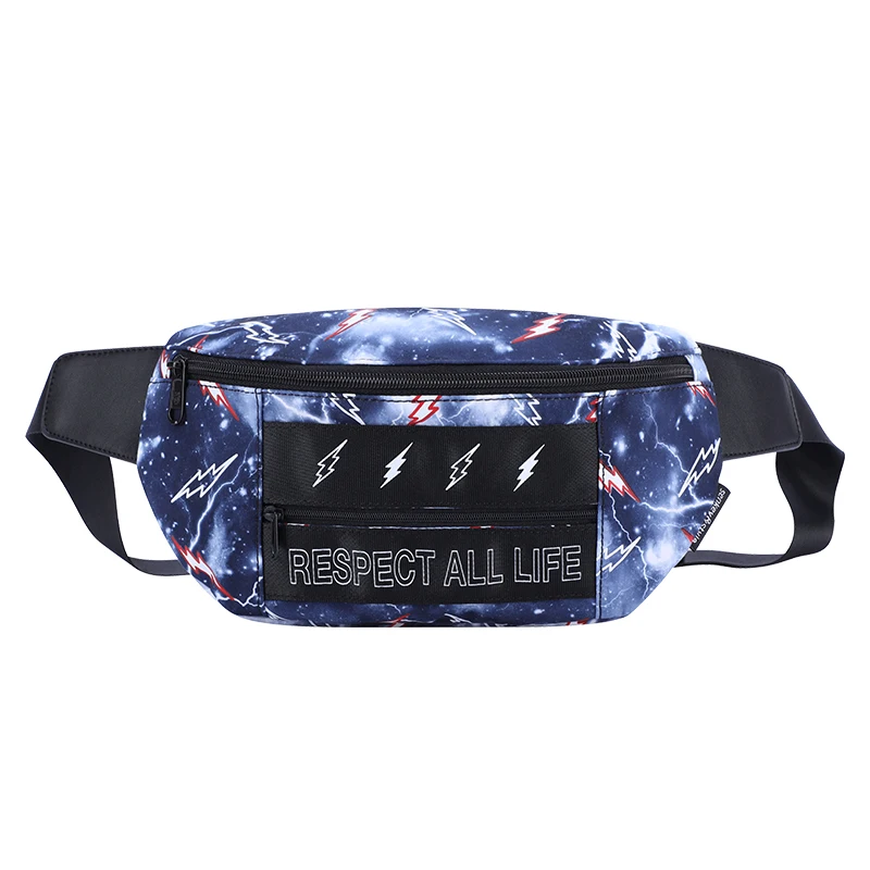 

Fashion Leisure Outdoor Earphone Hole Mens's Sports Waterproof Fanny Pack, Running Belt Women Printed Waist Bag