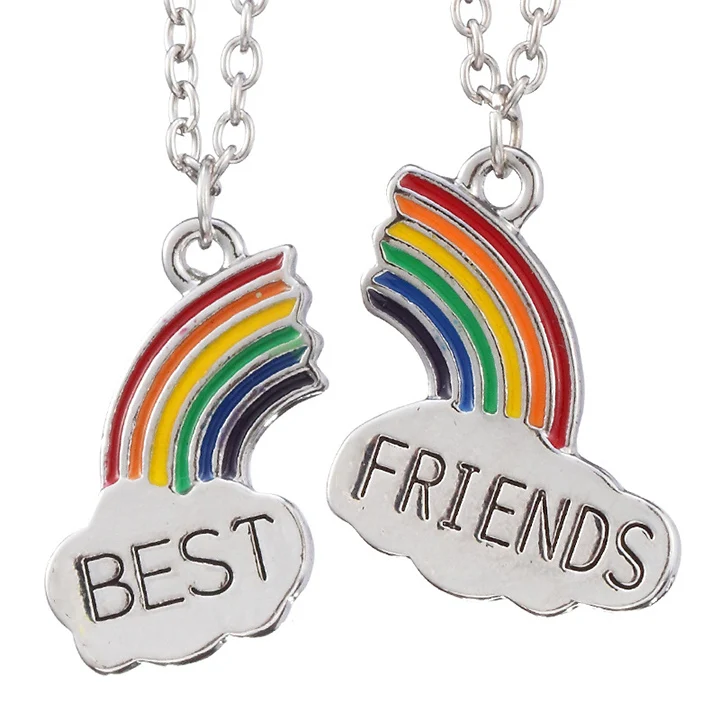 

Trendy Best Friend Rainbow Pendant Necklace Stitching Necklace for Unisex