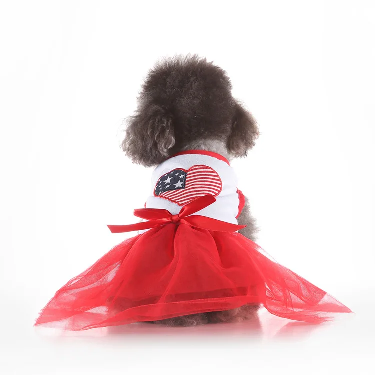 

2021 Cute Dog Dress Luxury Clothes Wedding Red Summer Dog Dress For Dogs