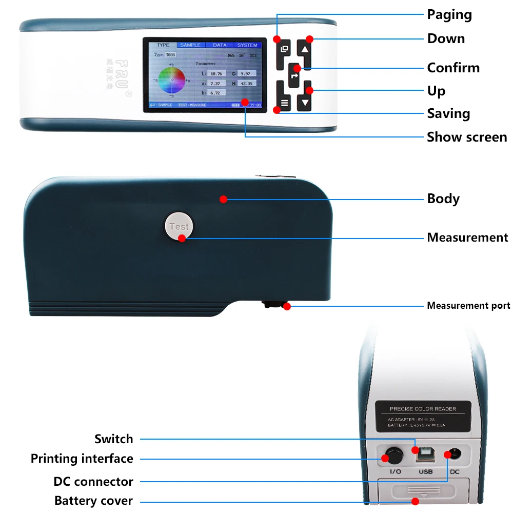 Máy Đo Màu Cầm Tay FRU WF30 Để Đo Màu Bột