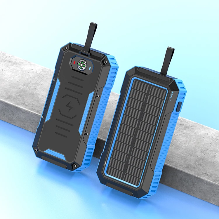 

solar power bank mobile solar phone charger dual fast charging wireless power banks 2021 high capacity 30000mah waterproof, Green/black/blue/orange
