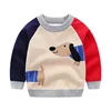 YY10213B Latest stitching design cartoon dog pattern long sleeve pullover boys kids sweater wholesale