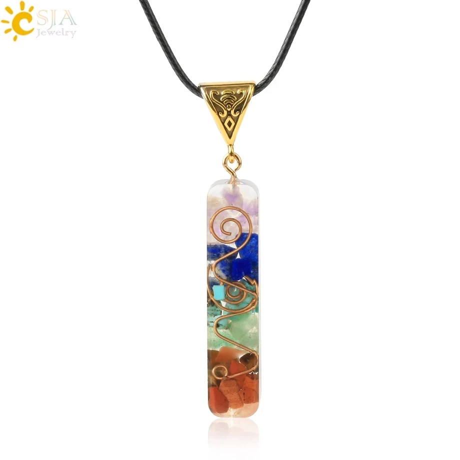 

CSJA newest orgonite reiki meditation healing crystal natural stone pendant chakra necklace for women G813
