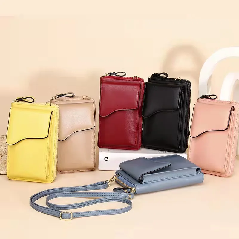 

AIZHU ODM The Latest Eco-friendly PU Leather Simple Ladies Portable Phone Bags For Girls 2021