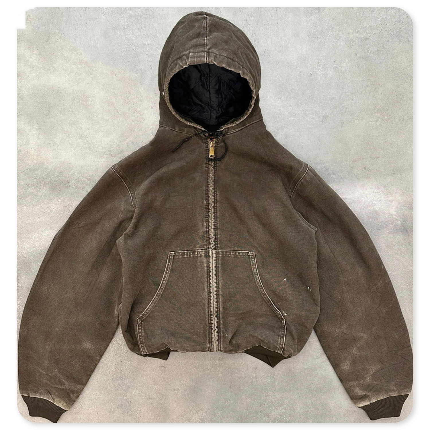 Custom Logo Sun Faded Vintage Zip up 100% Cotton Workwear Custom Canvas Denim Jean Distress Acid Wash Work Jacket for Men