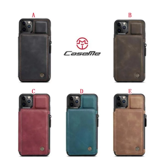 

Caseme Retro Cards Slot Leather Case For Iphone 13 12 Mini SE 2020 11 PRO MAX X XS XR 8 7 PLUS RFID Zipper Bag Stand Cover