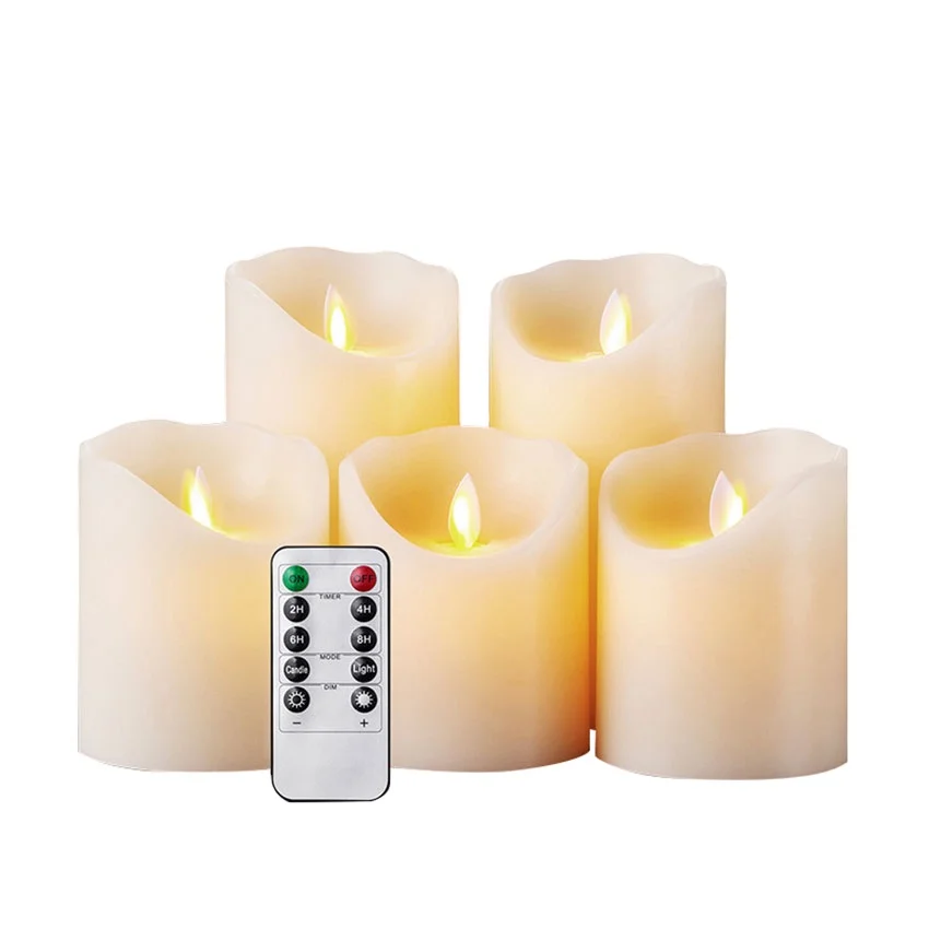 
Simulation cylindrical 5-piece paraffin electronic led candle 