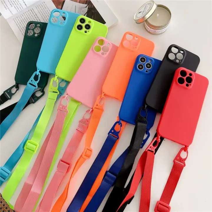 

Hot Crossbody Sling Liquid Silicone Rubber Phone Case For iPhone 14Promax 13mini 12 11Pro XSmax XS XR Soft Shockproof Phone Case