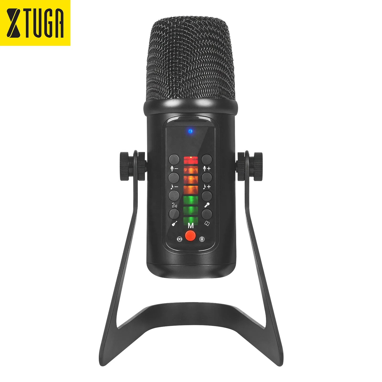 

Xtuga XT-340 Four Mic Cores Metal Stereo Voice Control Breathing Light Wired Condenser Microphone