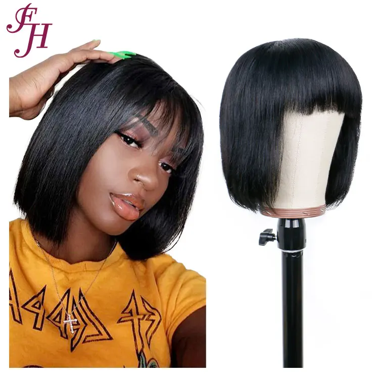 

FH wholesale price 100% peruvian virgin hair wigs dubai brazilian short bob human hair wigs with bangs