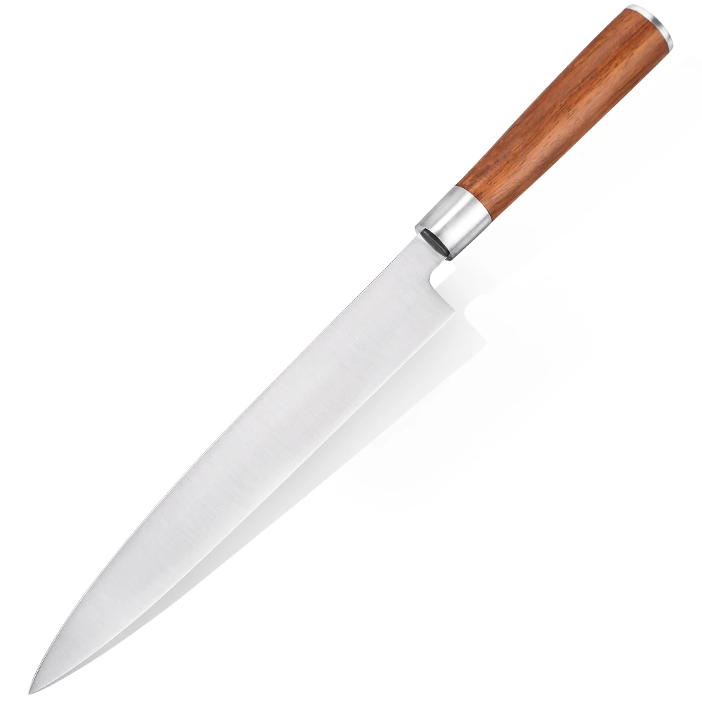 

GES240YG21 Bubinga Wood Mortice Handle 240mm Blade Sashimi Knife Matte 1.4116 Stainless Steel Blade Yanagi Knife