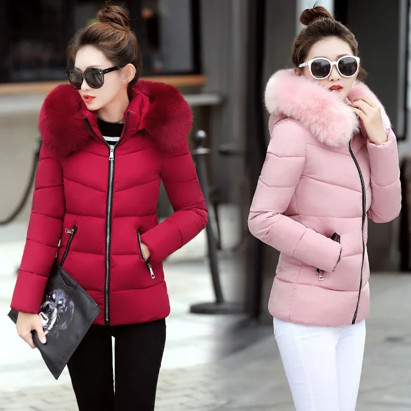 

Winter Women's Down Jacket Padded Quilted Coat Slim Hooded Parka, 5 colors