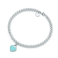 

Dainty Tiny Love Heart Bracelet Elegant Heart Pendant 925 Silver Beaded Bracelets for Women Fashion Jewelry Gift Wholesale