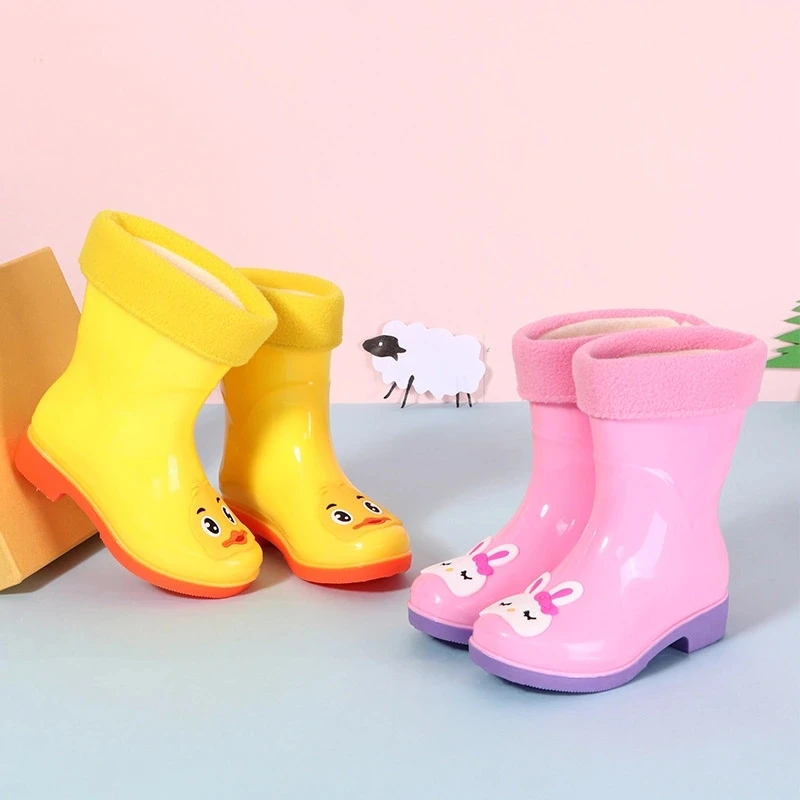 

Wholesale light weight non-slip kids rubber rain boots wellington boot student waterproof cute animal shoes for child, Yellow duck,pink rabbit,blue cat,light blue dolphin,rose red dolphin