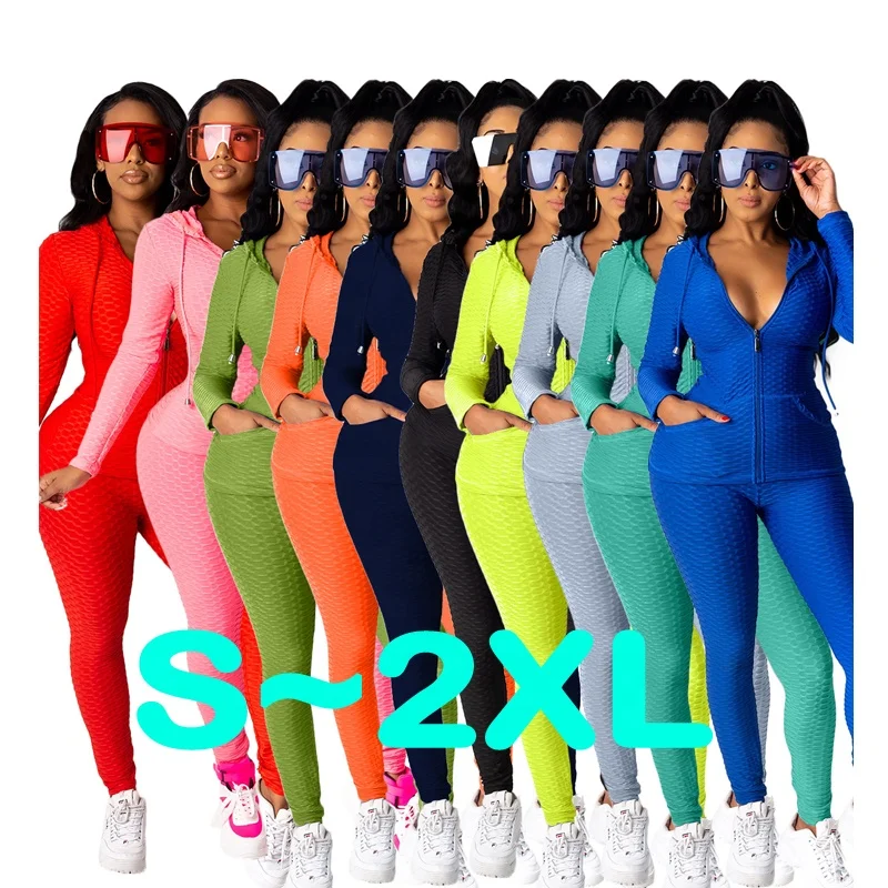 

Fashionable Sheath Two Piece Pants Set Women Clothing Plain Multicolor Long Sleeve Tops Jogger Sports Casual 2 Piece Set Women