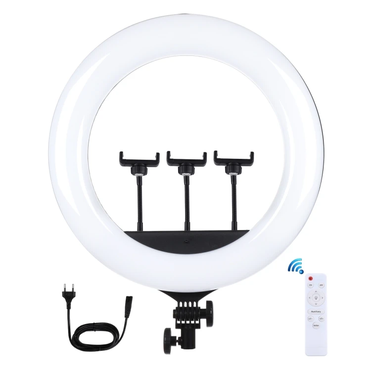 

PULUZ 18 inch Dimmable LED Selfie Ring Light USB Big Photography Ring light with Remote Control and 3 Phone Clamps